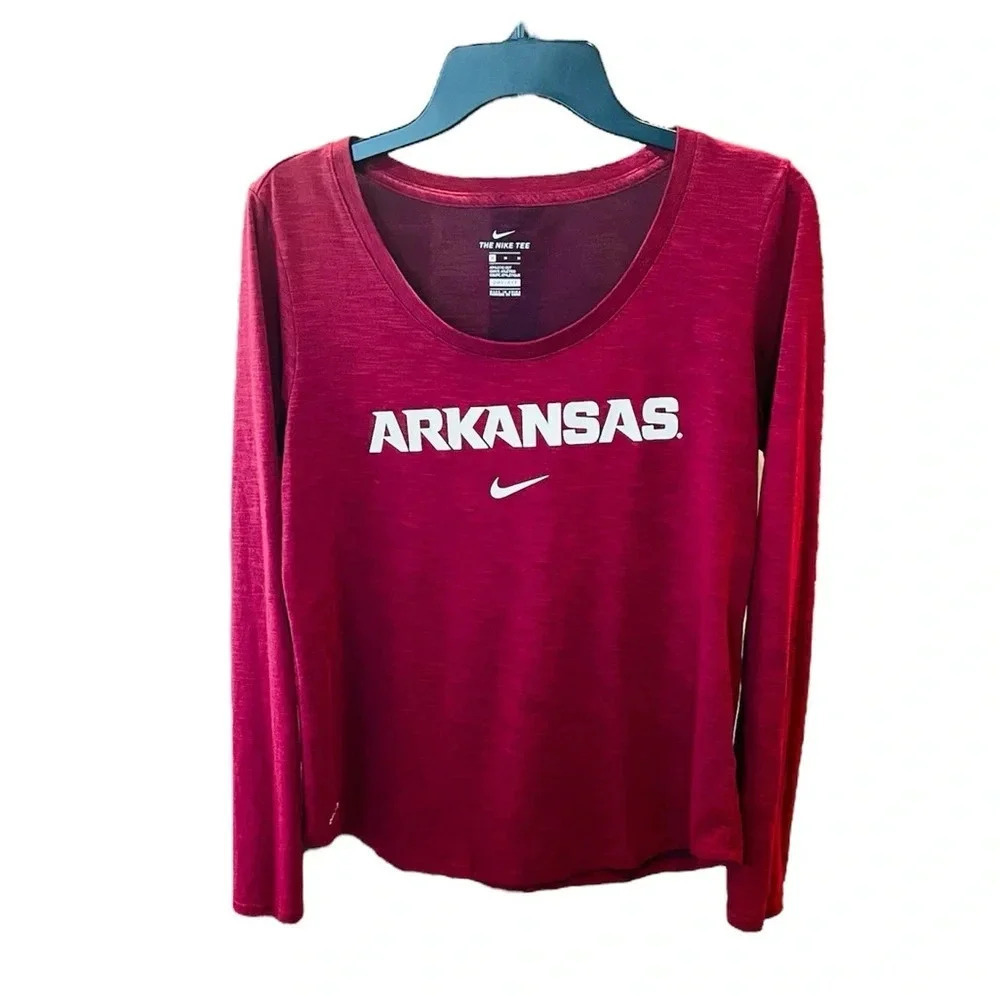 Nike Dri-Fit The Nike Tee women’s long sleeve Arkansas stretch tee SZ M dark red